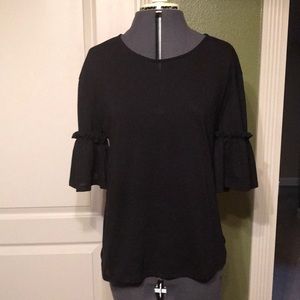 Black Top with Ruffle Sleeves